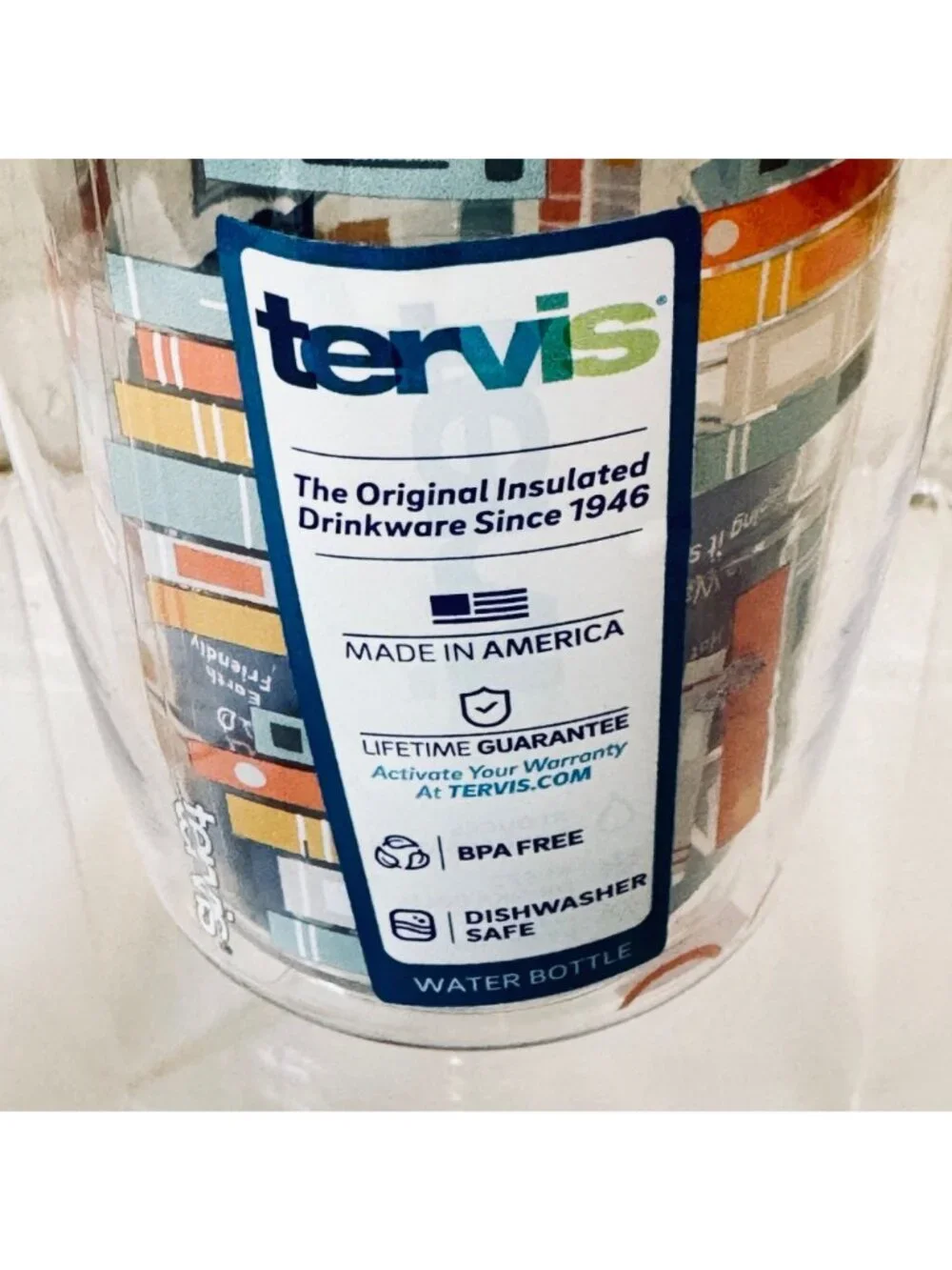 New Tervis Insulated Water Bottle Scholastic Book Pattern Lid 24oz BPA-Free